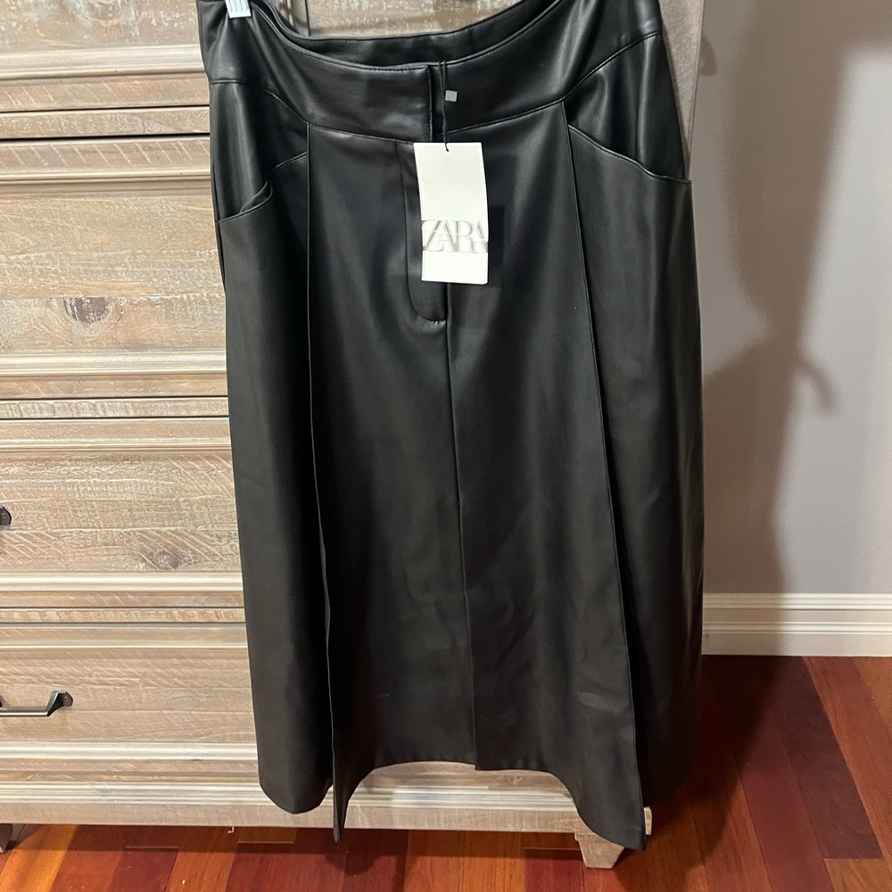 Zara pleather midi skirt